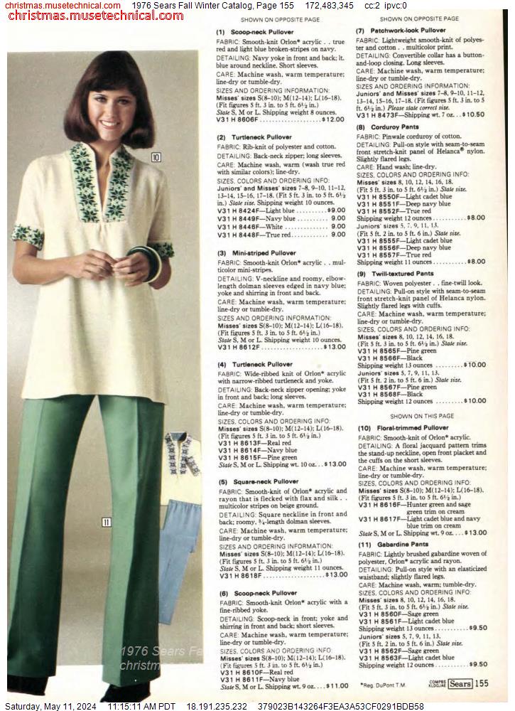 1976 Sears Fall Winter Catalog, Page 155