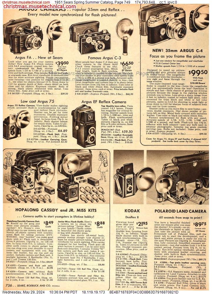 1951 Sears Spring Summer Catalog, Page 749
