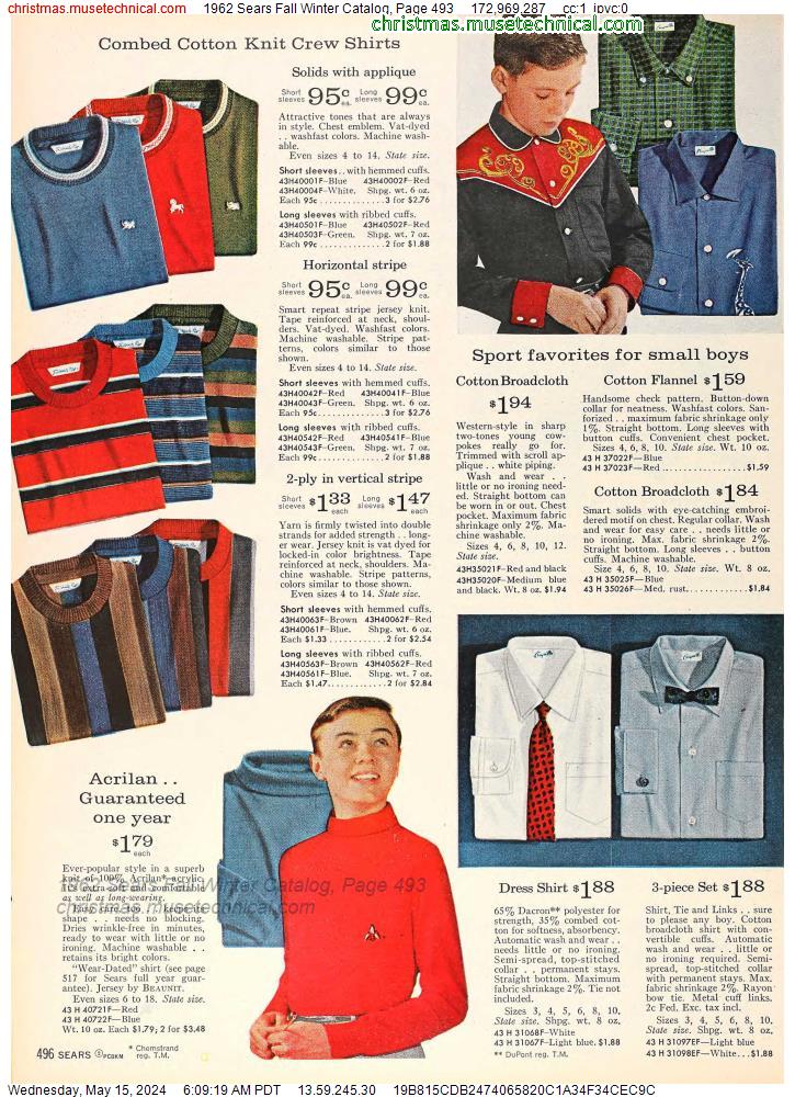 1962 Sears Fall Winter Catalog, Page 493