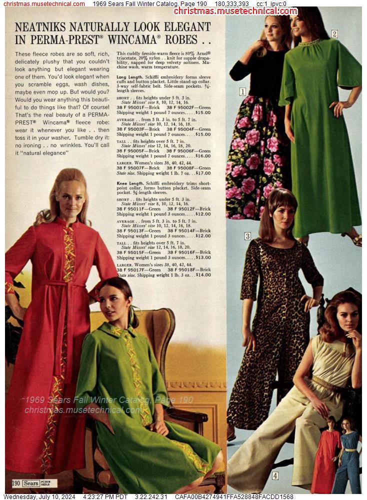 1969 Sears Fall Winter Catalog, Page 190
