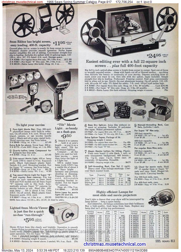 1966 Sears Spring Summer Catalog, Page 817