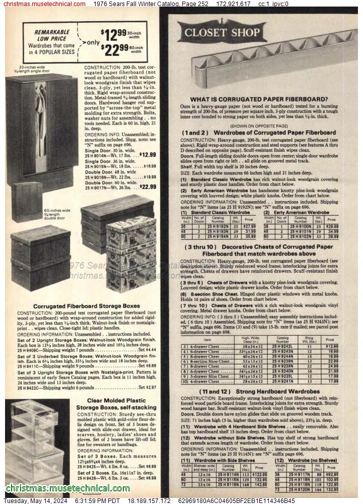 1976 Sears Fall Winter Catalog, Page 252