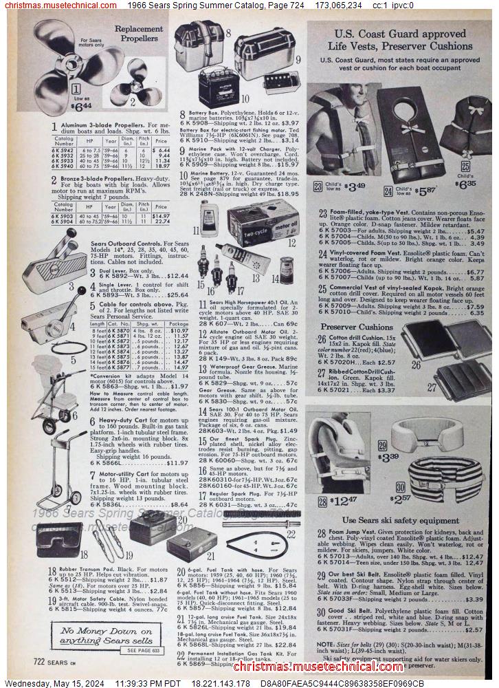 1966 Sears Spring Summer Catalog, Page 724