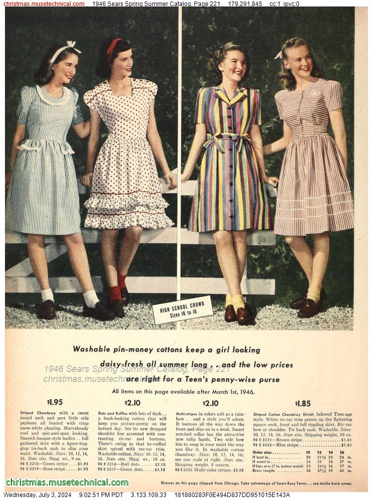 1946 Sears Spring Summer Catalog, Page 221
