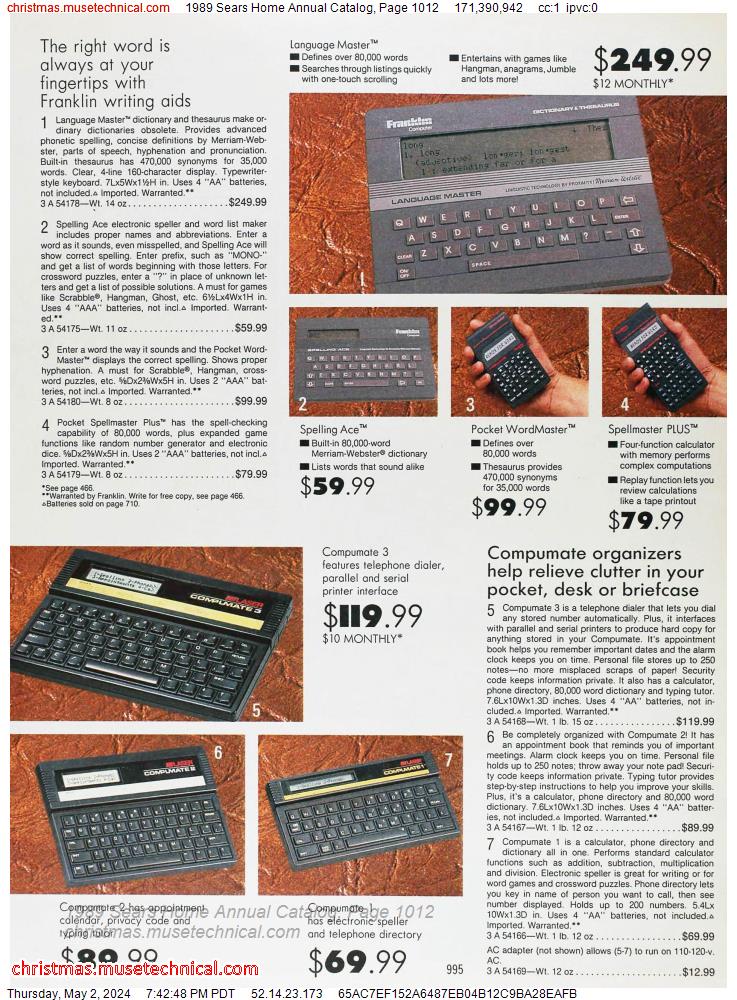 1989 Sears Home Annual Catalog, Page 1012