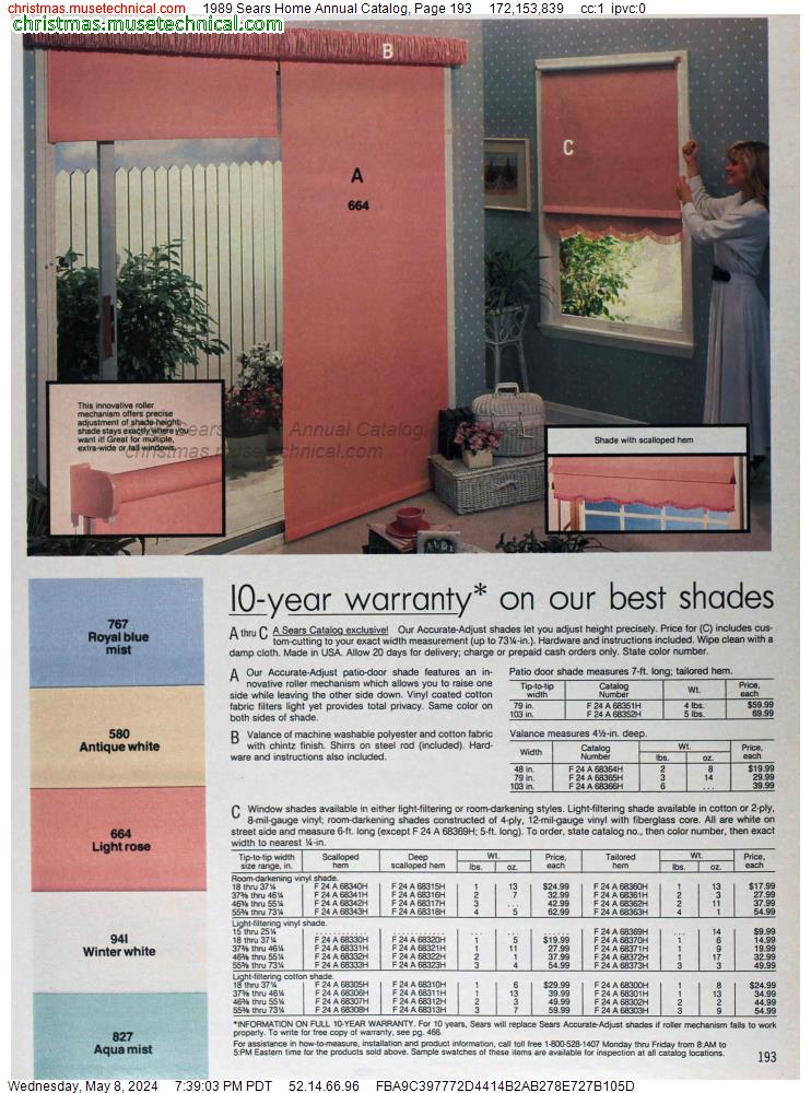 1989 Sears Home Annual Catalog, Page 193