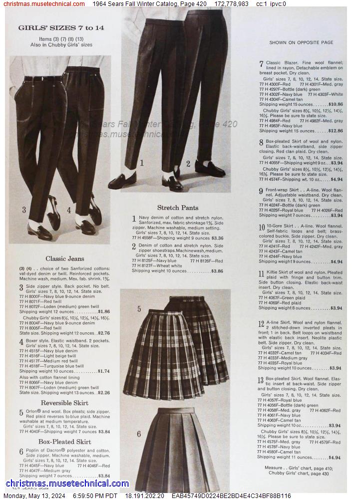 1964 Sears Fall Winter Catalog, Page 420