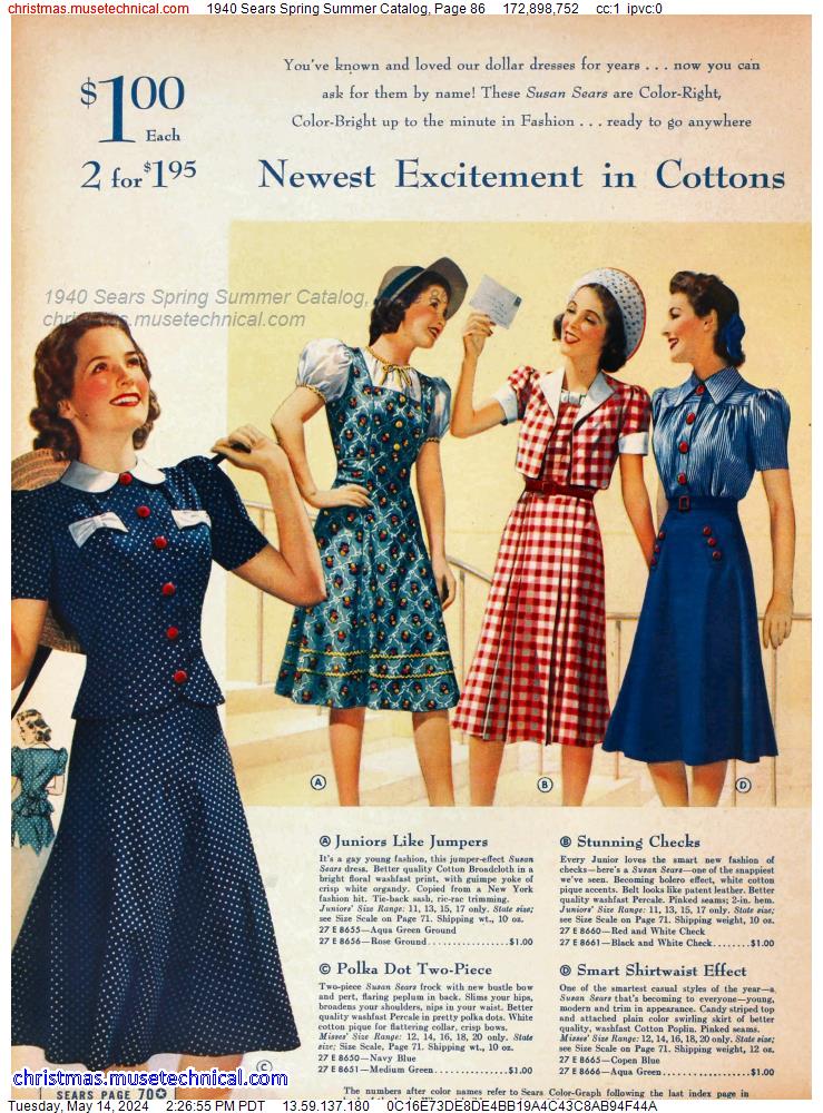 1940 Sears Spring Summer Catalog, Page 86