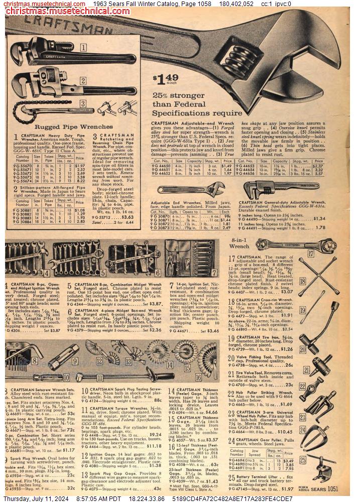 1963 Sears Fall Winter Catalog, Page 1058