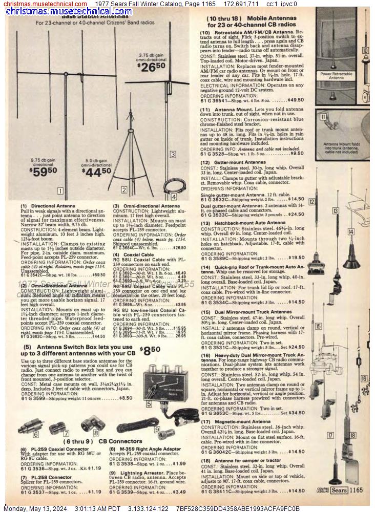 1977 Sears Fall Winter Catalog, Page 1165