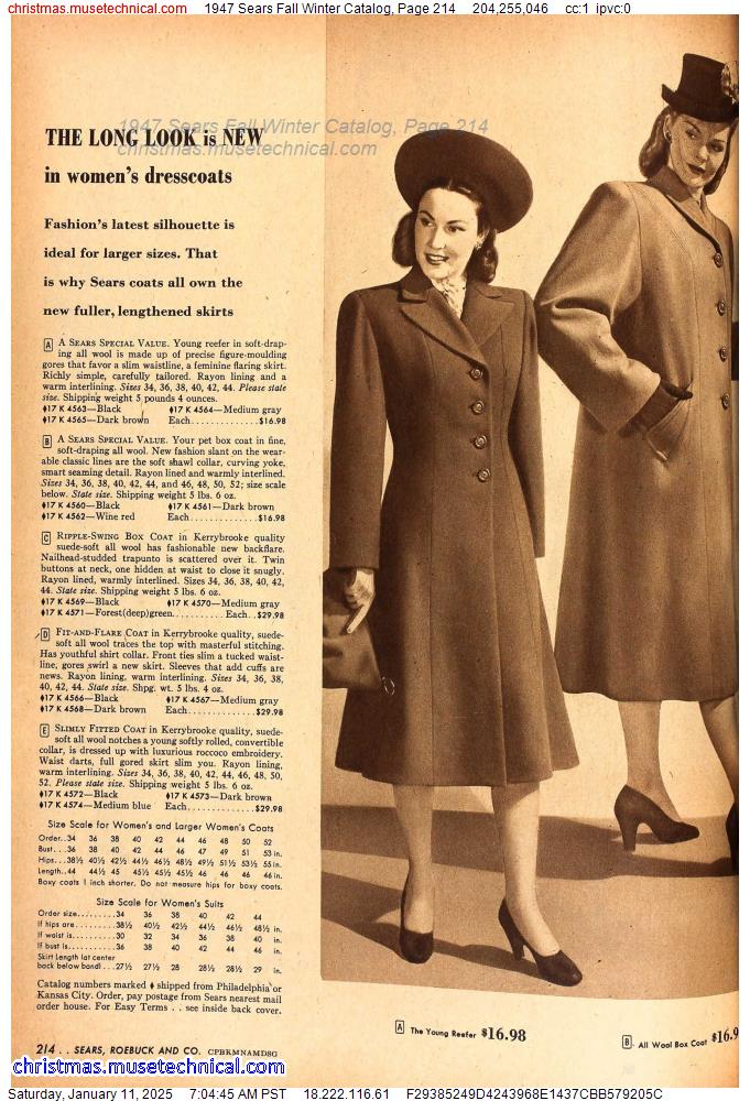 1947 Sears Fall Winter Catalog, Page 214