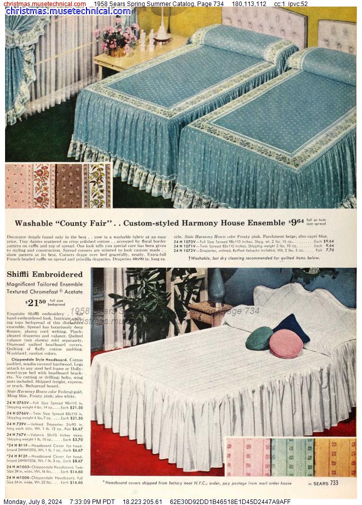1958 Sears Spring Summer Catalog, Page 734