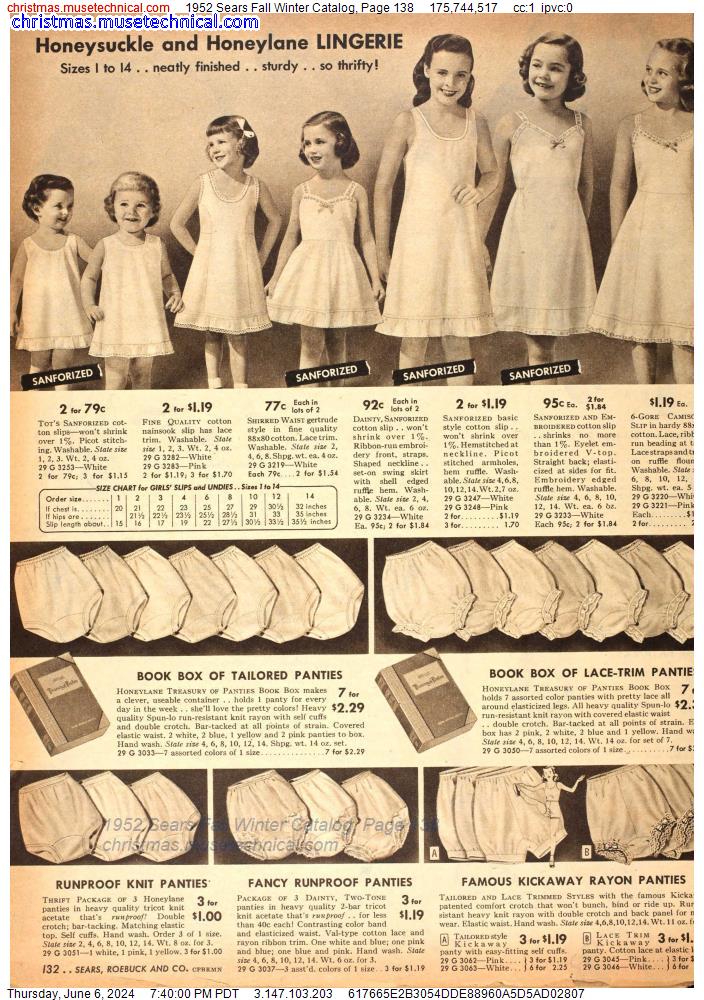 1952 Sears Fall Winter Catalog, Page 138