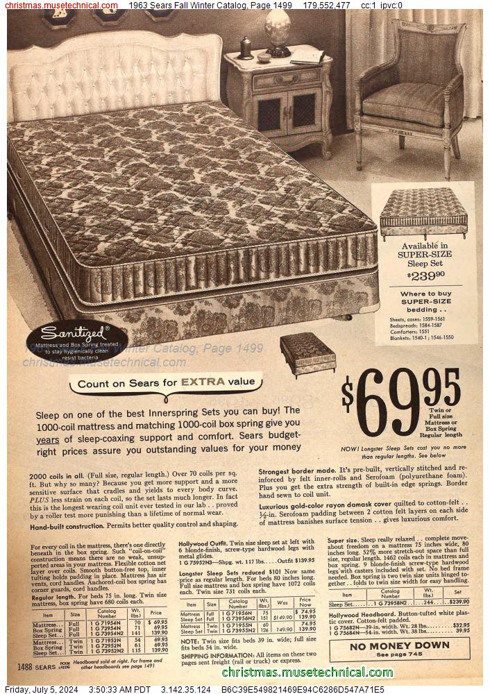 1963 Sears Fall Winter Catalog, Page 1499