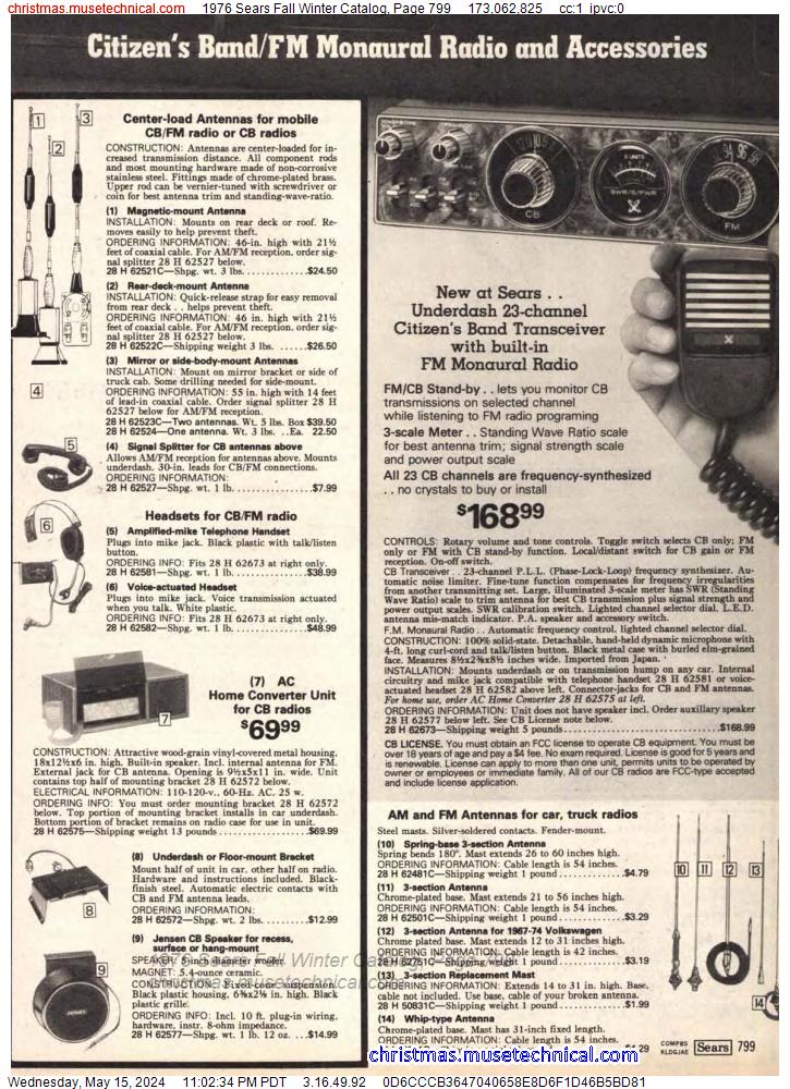 1976 Sears Fall Winter Catalog, Page 799
