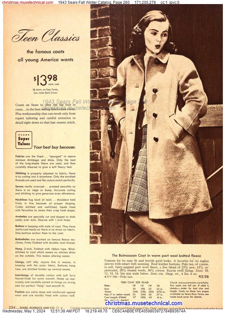 1943 Sears Fall Winter Catalog, Page 260