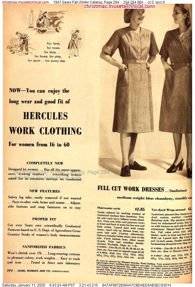 1947 Sears Fall Winter Catalog, Page 294