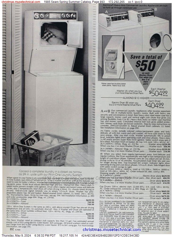 1985 Sears Spring Summer Catalog, Page 893
