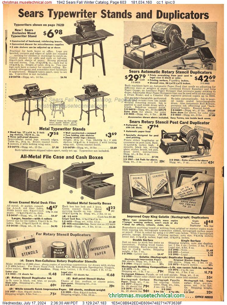 1942 Sears Fall Winter Catalog, Page 603