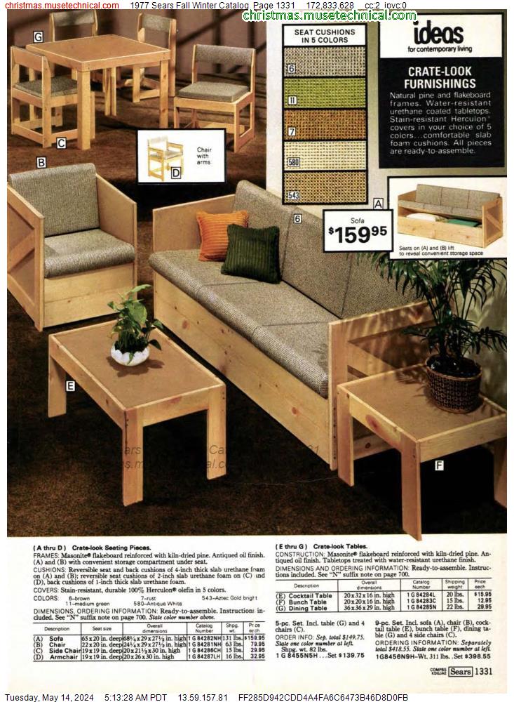 1977 Sears Fall Winter Catalog, Page 1331