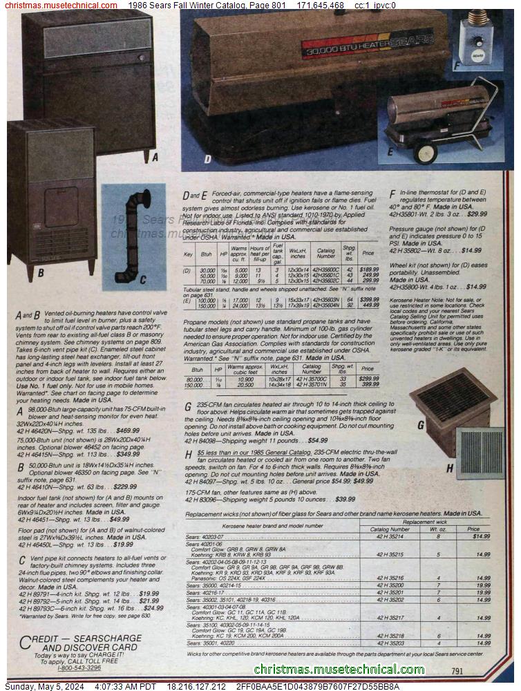 1986 Sears Fall Winter Catalog, Page 801