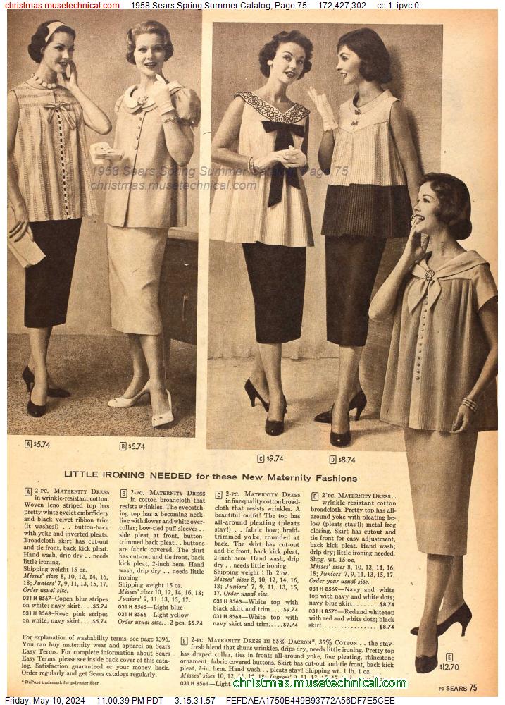 1958 Sears Spring Summer Catalog, Page 75