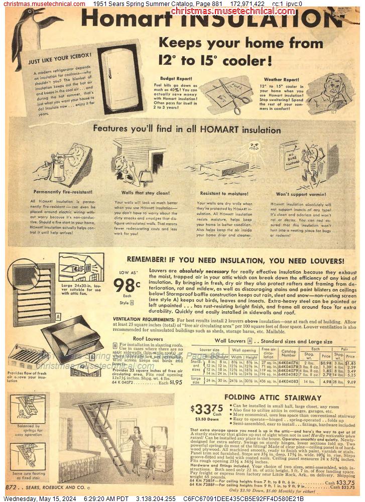 1951 Sears Spring Summer Catalog, Page 881