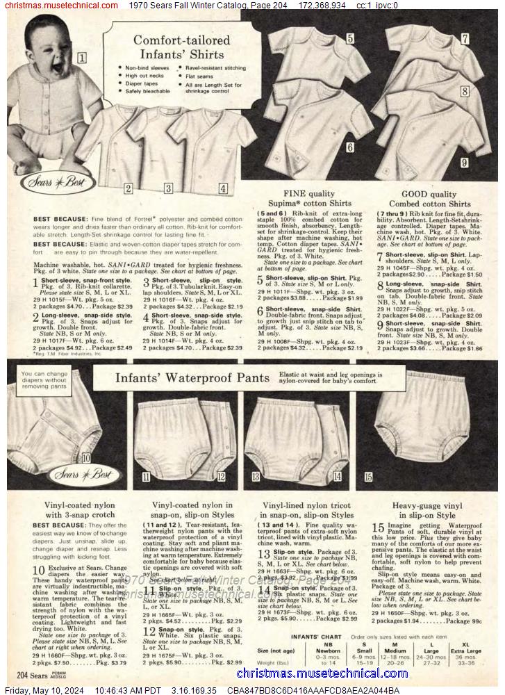 1970 Sears Fall Winter Catalog, Page 204
