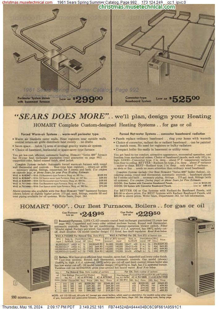 1961 Sears Spring Summer Catalog, Page 992