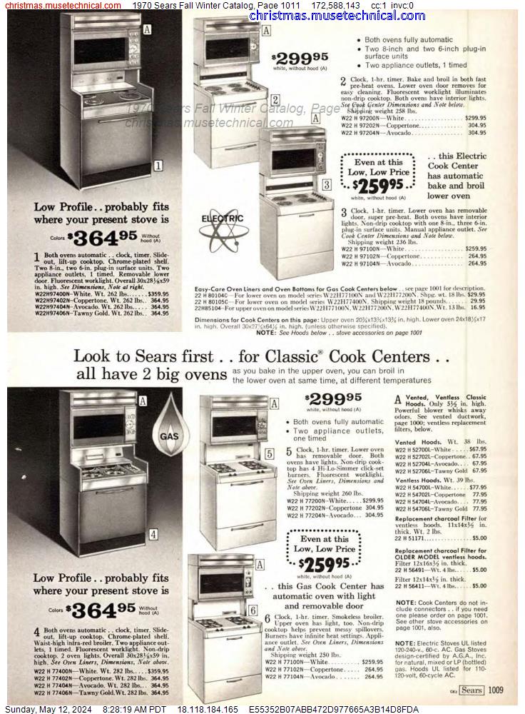 1970 Sears Fall Winter Catalog, Page 1011