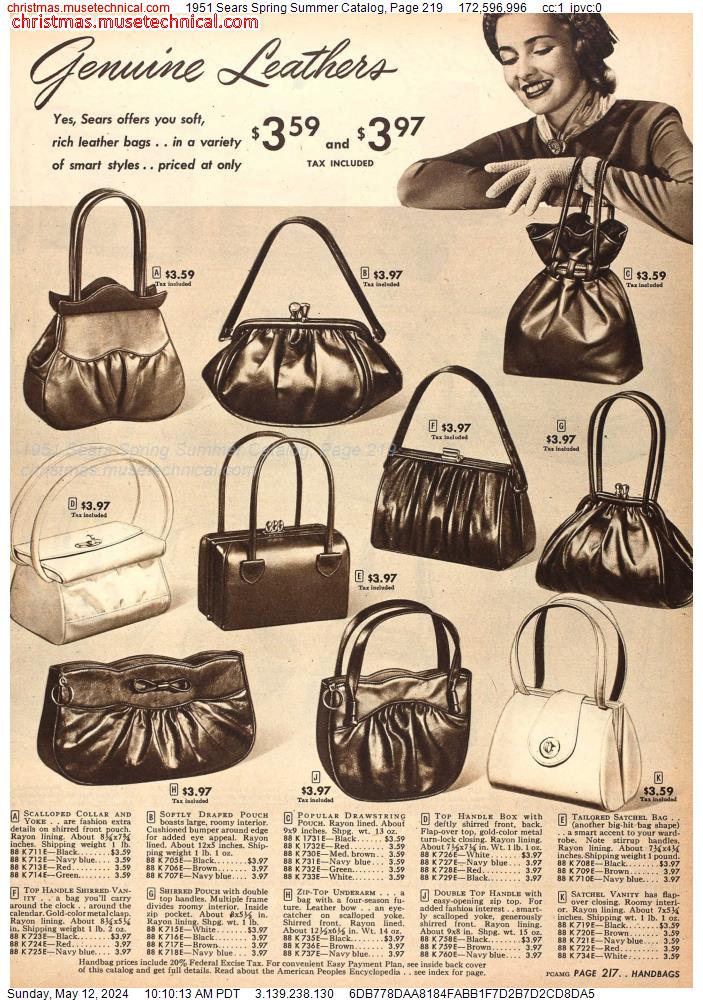 1951 Sears Spring Summer Catalog, Page 219
