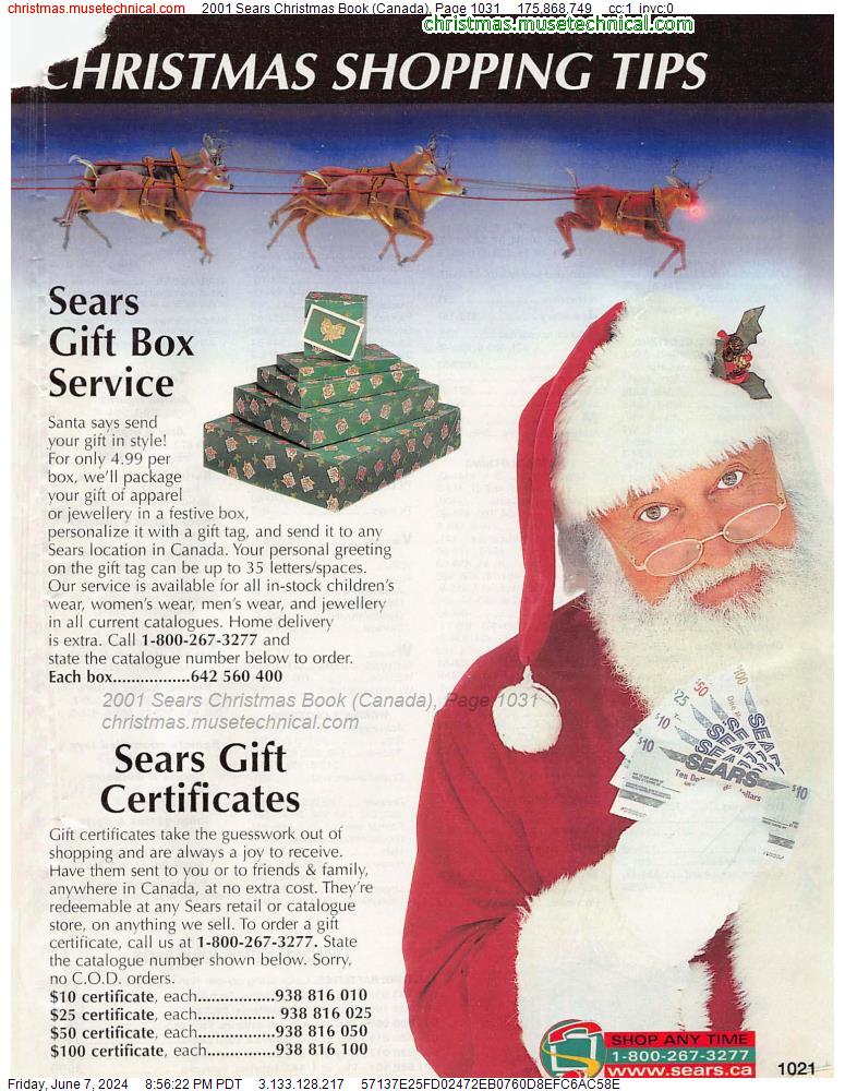 2001 Sears Christmas Book (Canada), Page 1031