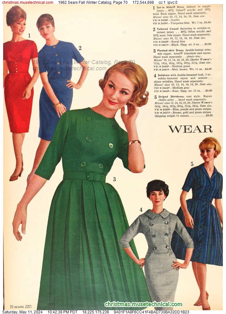 1962 Sears Fall Winter Catalog, Page 70