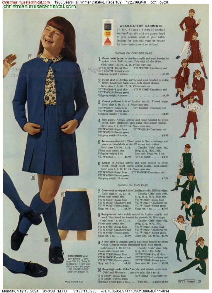 1968 Sears Fall Winter Catalog, Page 169