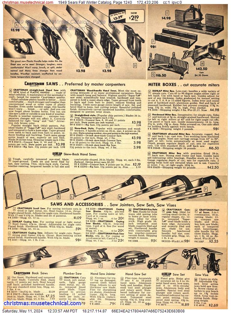1949 Sears Fall Winter Catalog, Page 1240