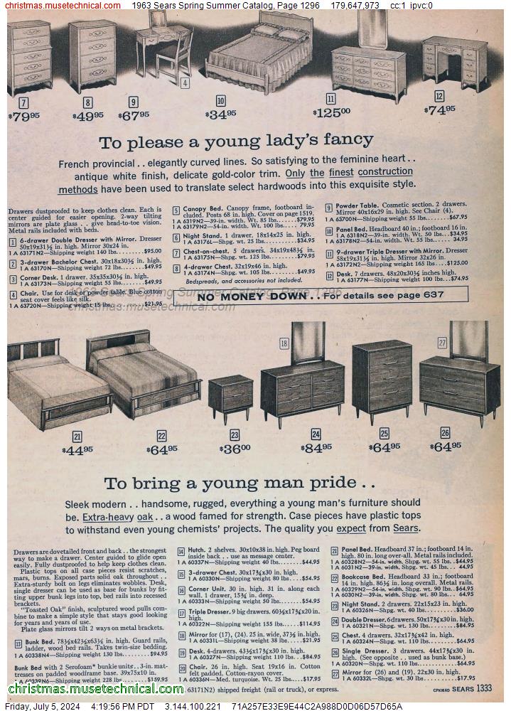1963 Sears Spring Summer Catalog, Page 1296