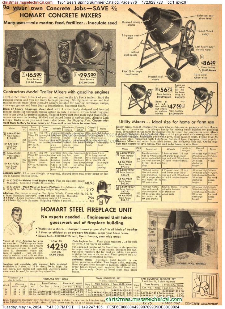 1951 Sears Spring Summer Catalog, Page 876