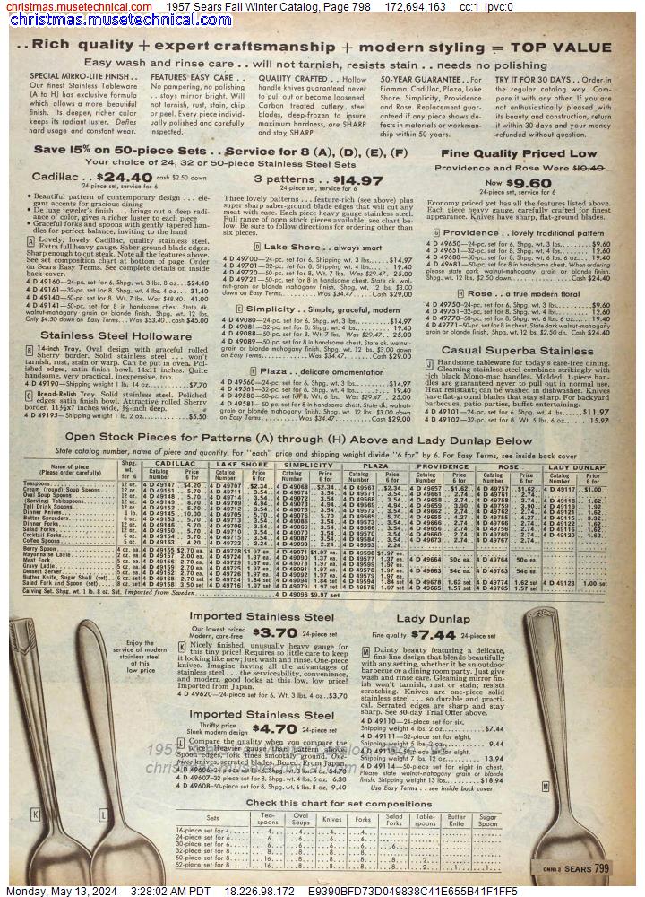 1957 Sears Fall Winter Catalog, Page 798