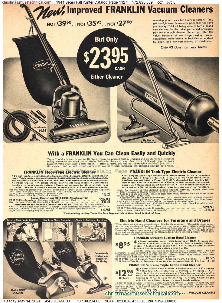 1941 Sears Fall Winter Catalog, Page 1127
