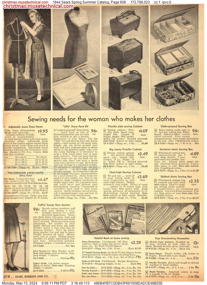 1944 Sears Spring Summer Catalog, Page 606