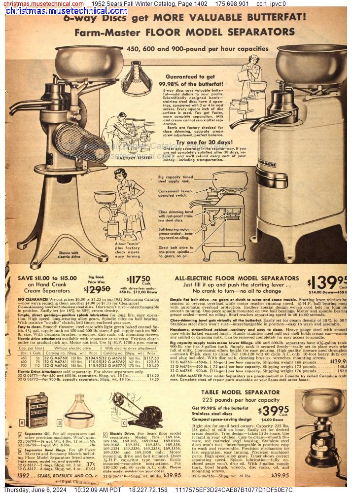 1952 Sears Fall Winter Catalog, Page 1402