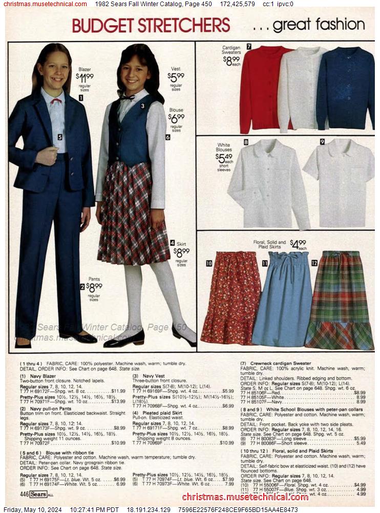 1982 Sears Fall Winter Catalog, Page 450