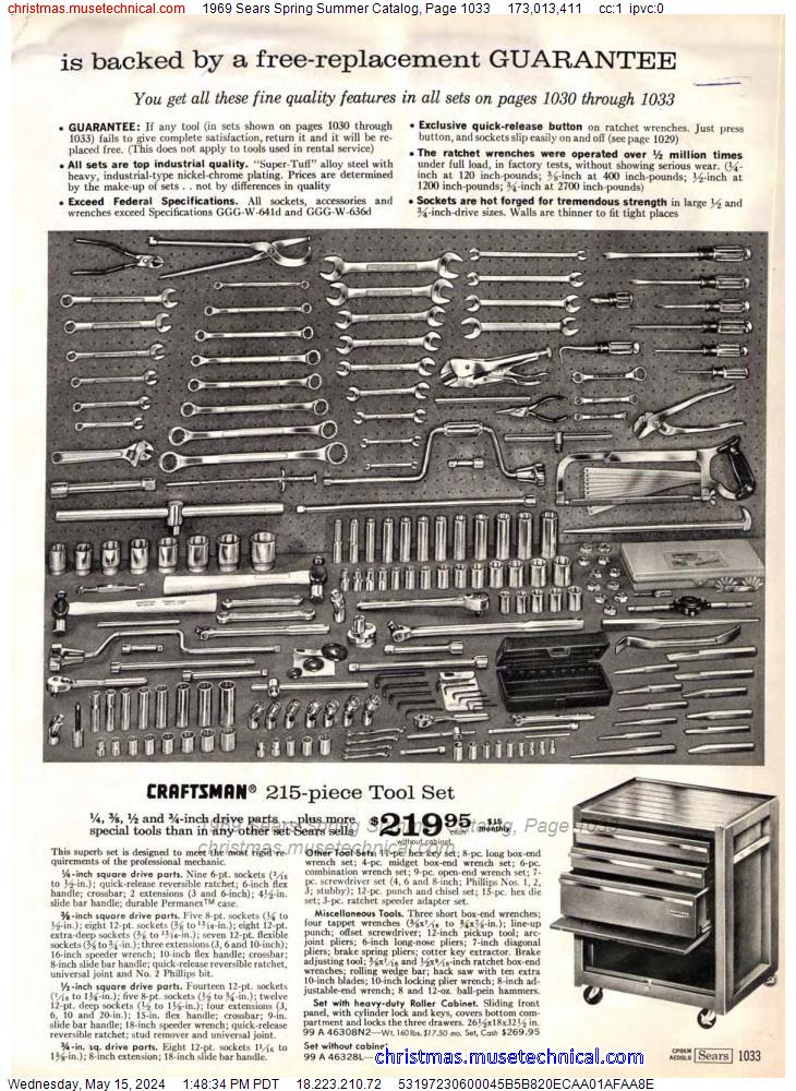 1969 Sears Spring Summer Catalog, Page 1033