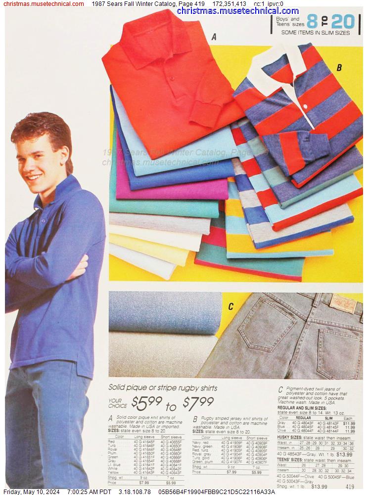 1987 Sears Fall Winter Catalog, Page 419