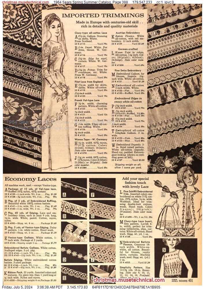 1964 Sears Spring Summer Catalog, Page 388
