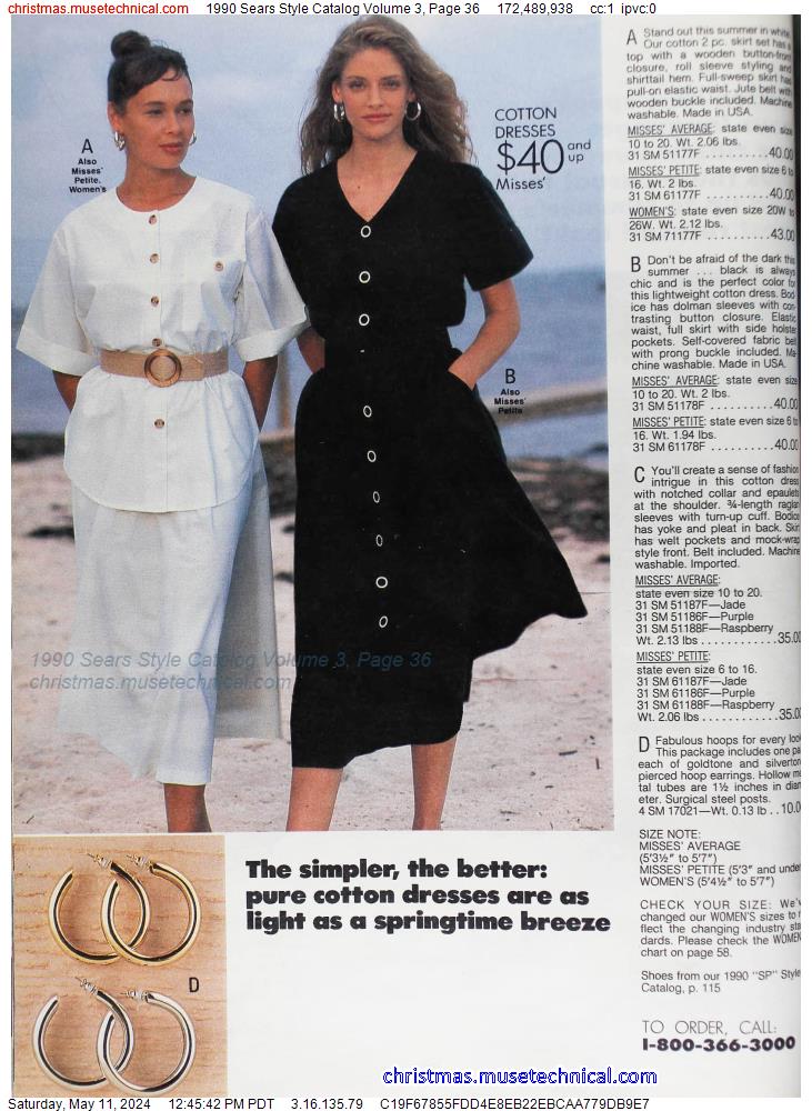 1990 Sears Style Catalog Volume 3, Page 36