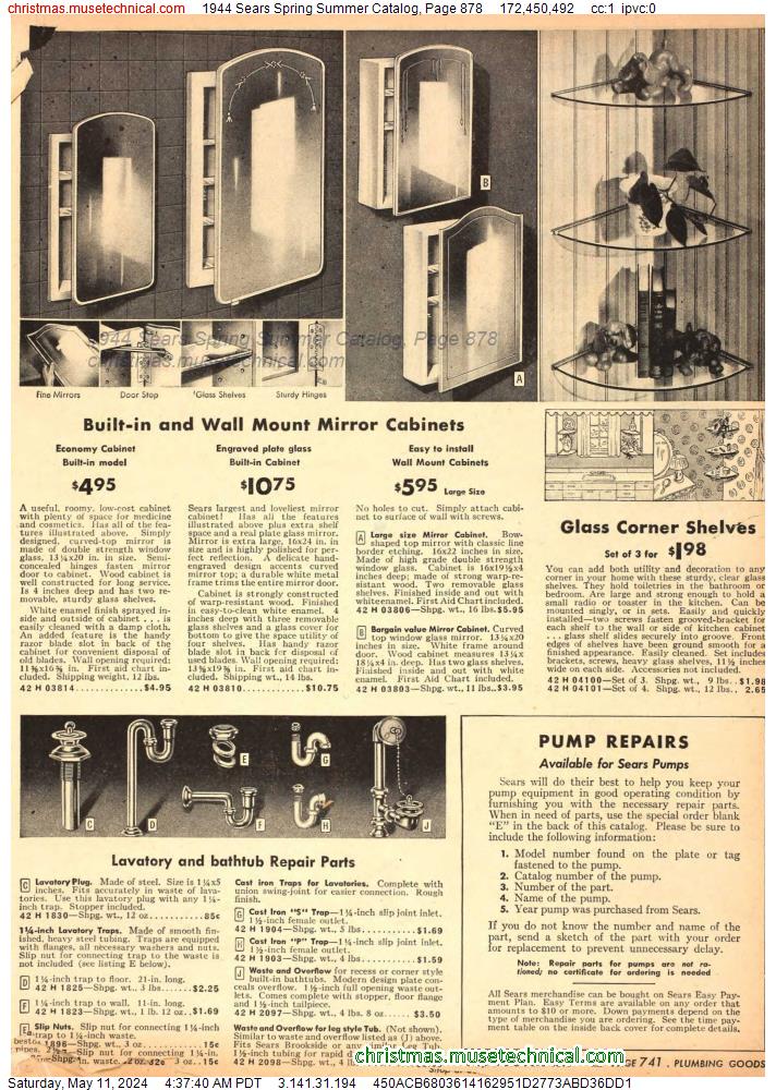 1944 Sears Spring Summer Catalog, Page 878