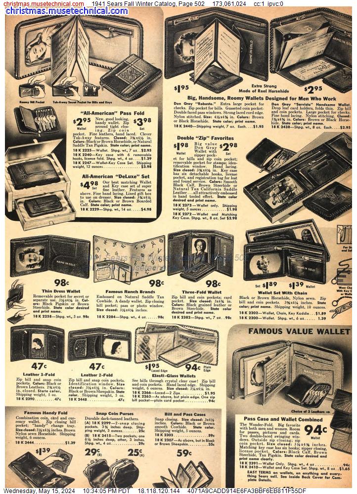 1941 Sears Fall Winter Catalog, Page 502
