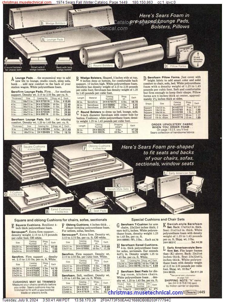 1974 Sears Fall Winter Catalog, Page 1449