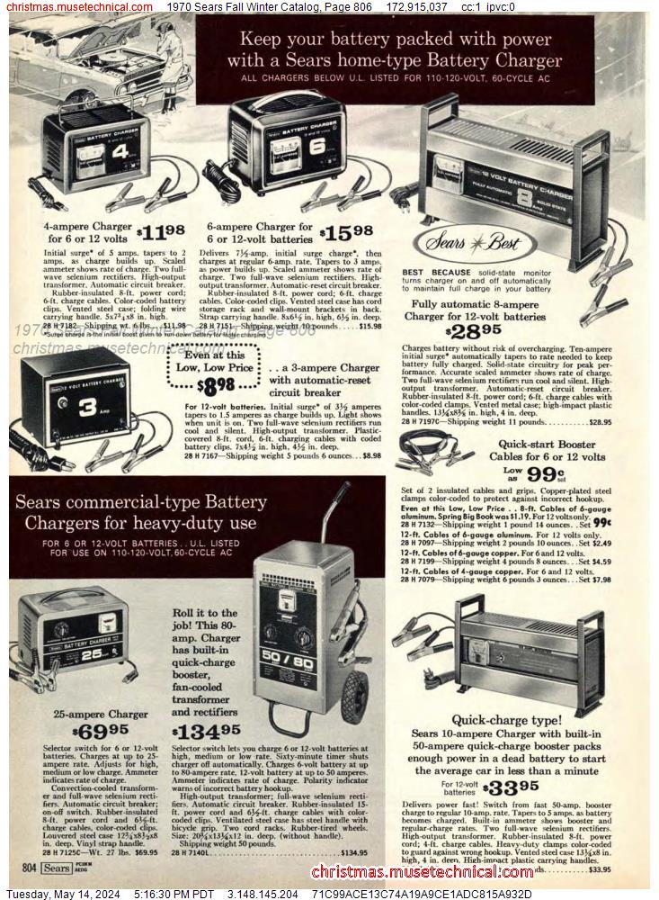 1970 Sears Fall Winter Catalog, Page 806